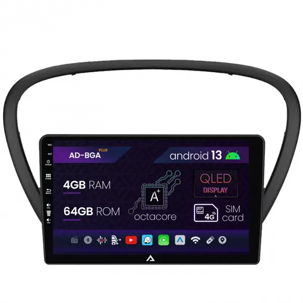 Navigatie Peugeot 607 (2004-2011), Android 13, A-Octacore 4GB RAM + 64GB ROM, 9 Inch - AD-BGA9004+AD-BGRKIT266V4