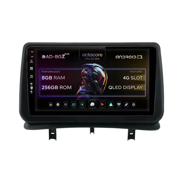 Navigatie Renault Clio 3 (2005-2013), Android, Z-Octacore 8GB RAM + 256GB ROM, 9 Inch - AD-BGZ9008+AD-BGRKIT371V2