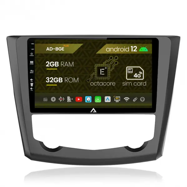 Navigatie Renault Kadjar, Android 12, E-Octacore 2GB RAM + 32GB ROM, 9 Inch - AD-BGE9002+AD-BGRKIT364