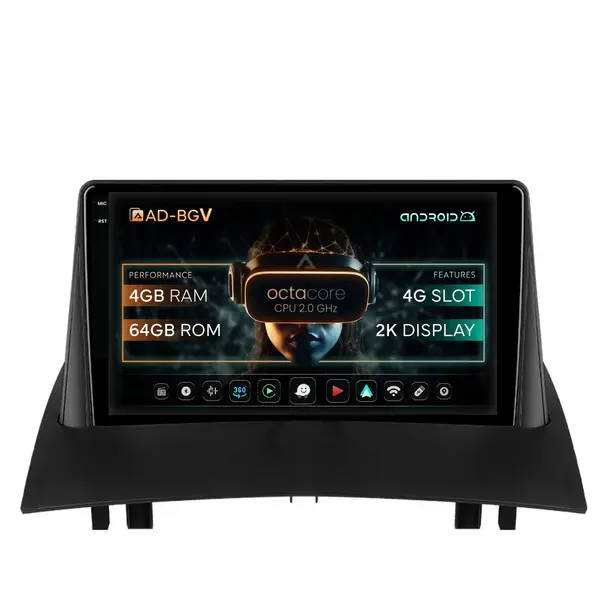 Navigatie Renault Megane 2 (2002-2009), Android, V-Octacore 4GB RAM + 64GB ROM, 9.5 Inch - AD-BGV9004+AD-BGRKIT371