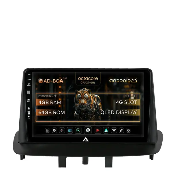 Navigatie Renault Megane 3 Fluence (2009-2016), Android, A-Octacore 4GB RAM + 64GB ROM, 9 Inch - AD-BGA9004+AD-BGRKIT372