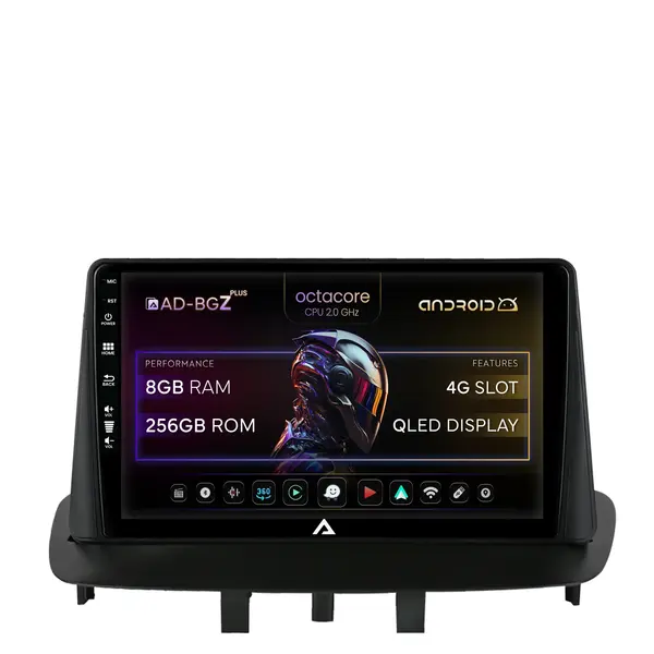 Navigatie Renault Megane 3 Fluence (2009-2016), Android, Z-Octacore 8GB RAM + 256GB ROM, 9 Inch - AD-BGZ9008+AD-BGRKIT372