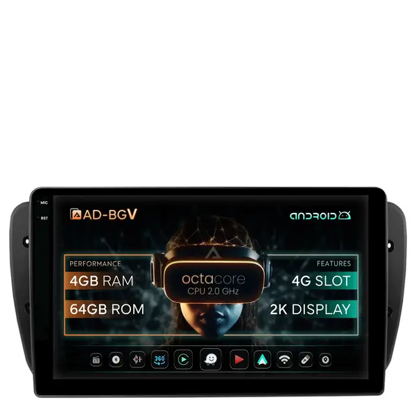 Navigatie Seat Ibiza (2009-2013), Android, V-Octacore 4GB RAM + 64GB ROM, 9.5 Inch - AD-BGV9004+AD-BGRKIT049