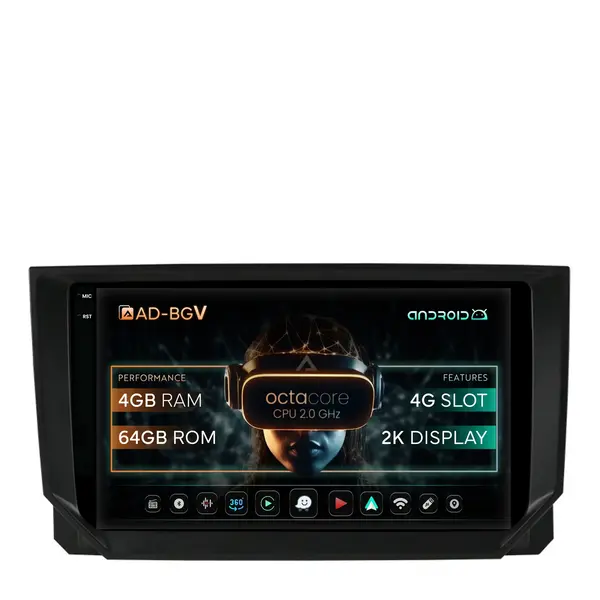 Navigatie Seat Ibiza Arona (2017-2021), Android, V-Octacore 4GB RAM + 64GB ROM, 9.5 Inch - AD-BGV9004+AD-BGRKIT045