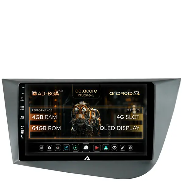Navigatie Seat Leon (2005-2012), Android, A-Octacore 4GB RAM + 64GB ROM, 9 Inch - AD-BGA9004+AD-BGRKIT052