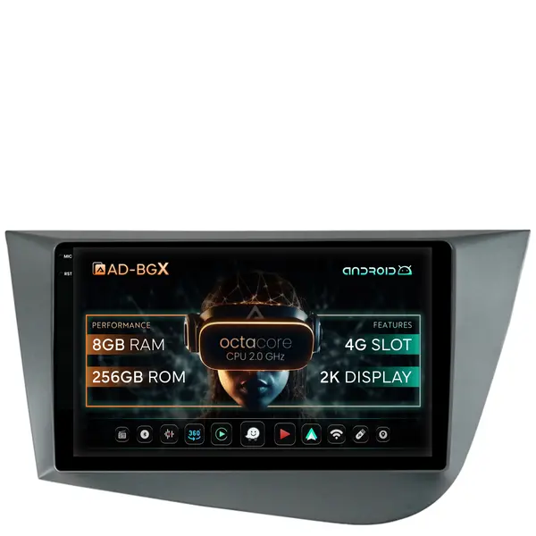 Navigatie Seat Leon (2005-2012), Android, X-Octacore 8GB RAM + 256GB ROM, 9.5 Inch - AD-BGX9008+AD-BGRKIT052