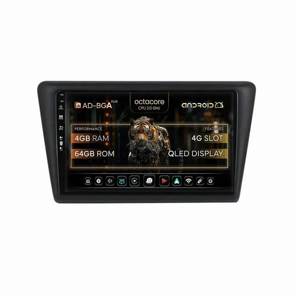 Navigatie Seat Toledo Skoda Rapid (2012-2019), Android, A-Octacore 4GB RAM + 64GB ROM, 9 Inch - AD-BGA9004+AD-BGRKIT026V2