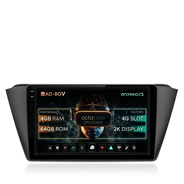 Navigatie Skoda Fabia (2015+), Android, V-Octacore 4GB RAM + 64GB ROM, 9.5 Inch - AD-BGV9004+AD-BGRKIT039