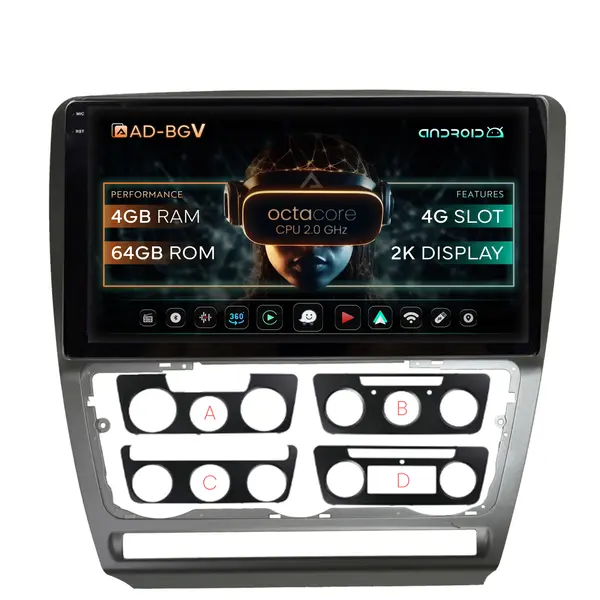 Navigatie Skoda Octavia 2, Android, V-Octacore 4GB RAM + 64GB ROM, 10.36 Inch - AD-BGV10004+AD-BGRKIT048