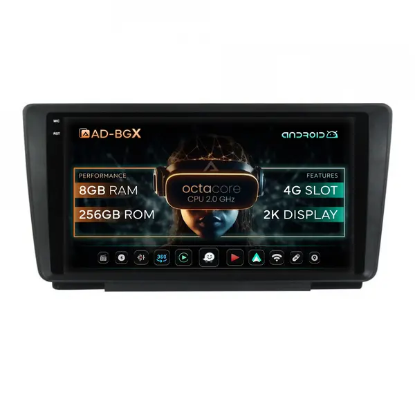 Navigatie Skoda Octavia 2, Android, X-Octacore 8GB RAM + 256GB ROM, 9.5 Inch - AD-BGX9008+AD-BGRKIT038