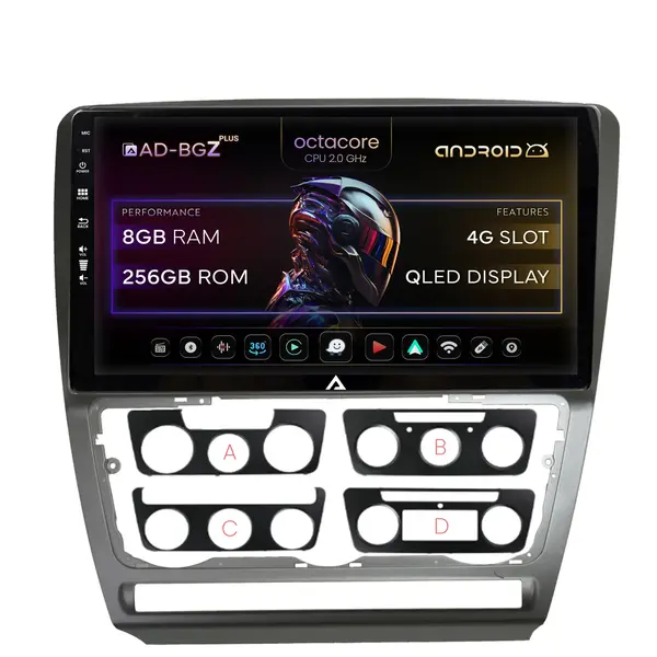 Navigatie Skoda Octavia 2, Android, Z-Octacore 8GB RAM + 256GB ROM, 10.1 Inch - AD-BGZ10008+AD-BGRKIT048