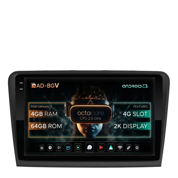 Navigatie Skoda Superb 2 (2008-2015), Android, V-Octacore 4GB RAM + 64GB ROM, 10.36 Inch - AD-BGV10004+AD-BGRKIT043