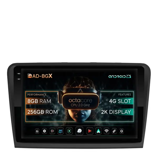 Navigatie Skoda Superb 2 (2008-2015), Android, X-Octacore 8GB RAM + 256GB ROM, 10.36 Inch - AD-BGX10008+AD-BGRKIT043