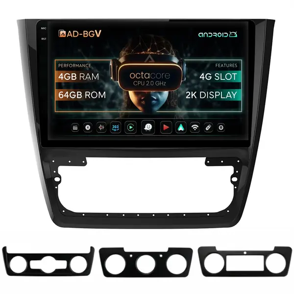 Navigatie Skoda Yeti, Android, V-Octacore 4GB RAM + 64GB ROM, 10.36 Inch - AD-BGV10004+AD-BGRKIT040