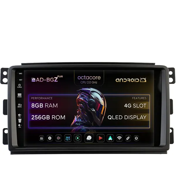 Navigatie Smart For Two (2007-2010), Android, Z-Octacore 8GB RAM + 256GB ROM, 9 Inch - AD-BGZ9008+AD-BGRKIT417