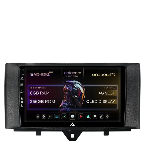 Navigatie Smart Fortwo (2010-2015), Android, Z-Octacore 8GB RAM + 256GB ROM, 9 Inch - AD-BGZ9008+AD-BGRKIT409