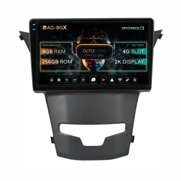 Navigatie Ssang Yong Korando (2013-2019), Android, X-Octacore 8GB RAM + 256GB ROM, 9.5 Inch - AD-BGX9008+AD-BGRKIT441