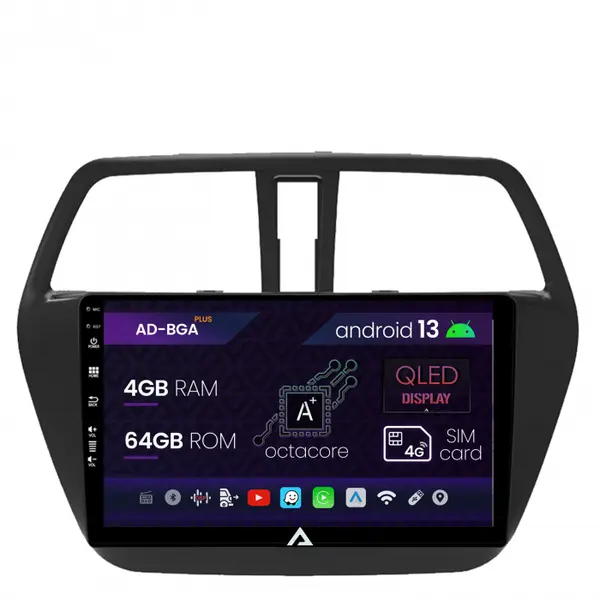 Navigatie Suzuki SX4 S-Cross (2014-2020), Android 13, A-Octacore 4GB RAM + 64GB ROM, 9 Inch - AD-BGA9004+AD-BGRKIT305