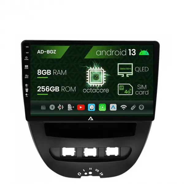 Navigatie Toyota AYGO Citroen C1 (2005-2014), Android 13, Z-Octacore 8GB RAM + 256GB ROM, 10.1 Inch - AD-BGZ9008+AD-BGRKIT099