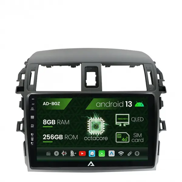 Navigatie Toyota Corolla (2007-2013), Android 13, Z-Octacore 8GB RAM + 256GB ROM, 9 Inch - AD-BGZ9008+AD-BGRKIT067