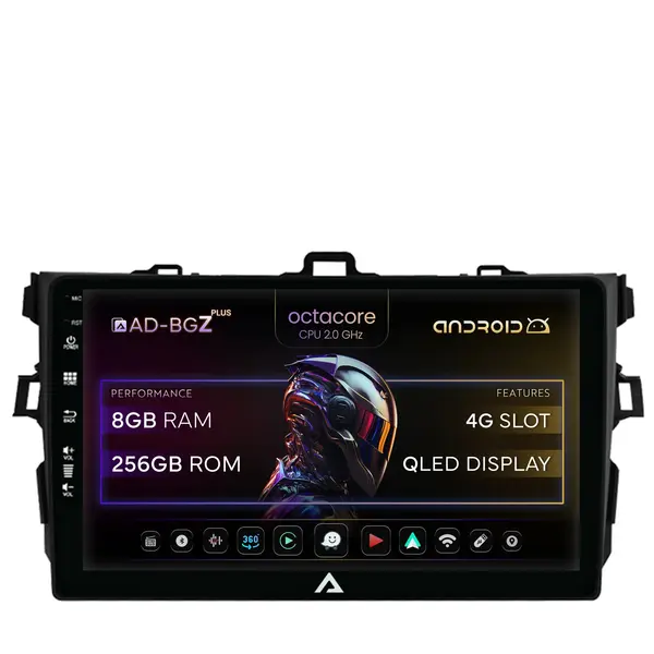 Navigatie Toyota Corolla (2007-2013), Android, Z-Octacore 8GB RAM + 256GB ROM, 9 Inch - AD-BGZ9008+AD-BGRKIT091