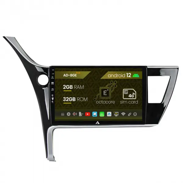 Navigatie Toyota Corolla Auris (2017-2020), Android 12, E-Octacore 2GB RAM + 32GB ROM, 9 Inch - AD-BGE9002+AD-BGRKIT079
