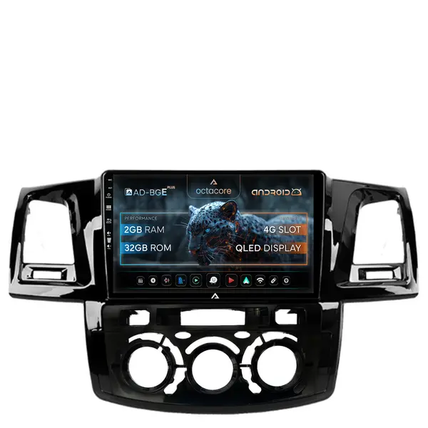 Navigatie Toyota Hilux (2008-2014) Clima Manuala, Android, E-Octacore 2GB RAM + 32GB ROM, 9 Inch - AD-BGE9002+AD-BGRKIT082