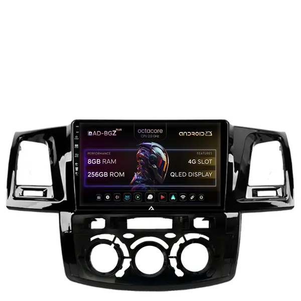 Navigatie Toyota Hilux (2008-2014) Clima Manuala, Android, Z-Octacore 8GB RAM + 256GB ROM, 9 Inch - AD-BGZ9008+AD-BGRKIT082