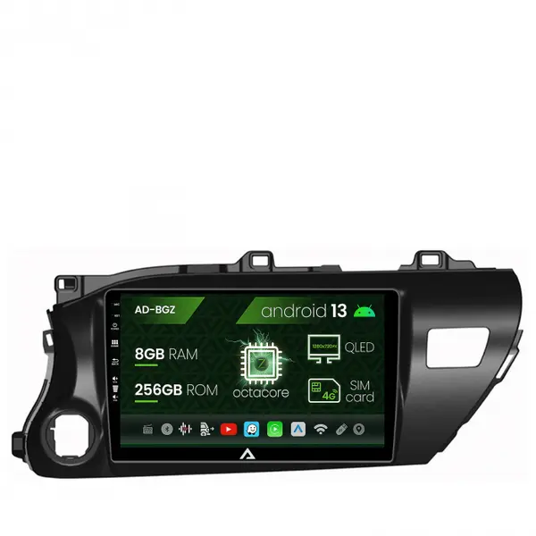 Navigatie Toyota Hilux (2015+), Android 13, Z-Octacore 8GB RAM + 256GB ROM, 9 Inch - AD-BGZ10008+AD-BGRKIT086