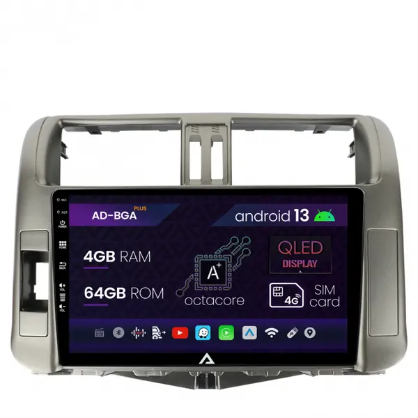 Navigatie Toyota Land Cruiser Prado J150 (2009-2013), Android 13, A-Octacore 4GB RAM + 64GB ROM, 9 Inch - AD-BGA9004+AD-BGRKIT070
