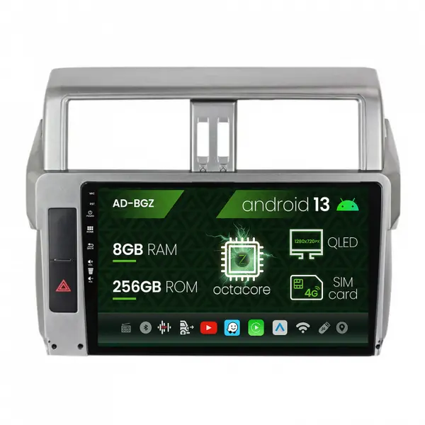 Navigatie Toyota Land Cruiser Prado J150 (2014-2016), Android 13, Z-Octacore 8GB RAM + 256GB ROM, 10.1 Inch - AD-BGZ10008+AD-BGRKIT061