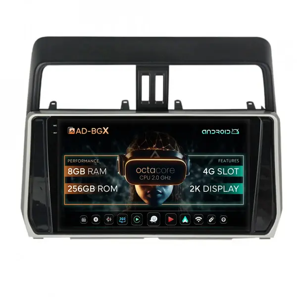 Navigatie Toyota Land Cruiser Prado J150 (2018+), Android, X-Octacore 8GB RAM + 256GB ROM, 9.5 Inch - AD-BGX10008+AD-BGRKIT078