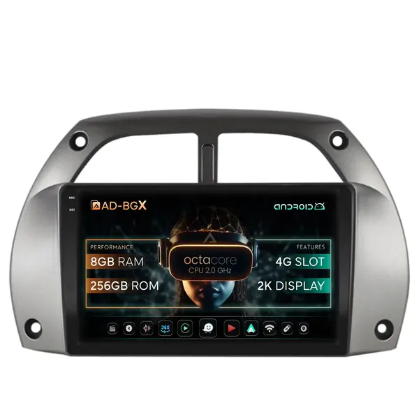 Navigatie Toyota RAV4 (2001-2006), Android, X-Octacore 8GB RAM + 256GB ROM, 9.5 Inch - AD-BGX9008+AD-BGRKIT109