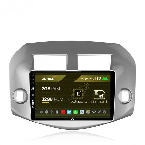 Navigatie Toyota RAV4 (2005-2013), Android 12, E-Octacore 2GB RAM + 32GB ROM, 10.1 Inch - AD-BGE10002+AD-BGRKIT069A