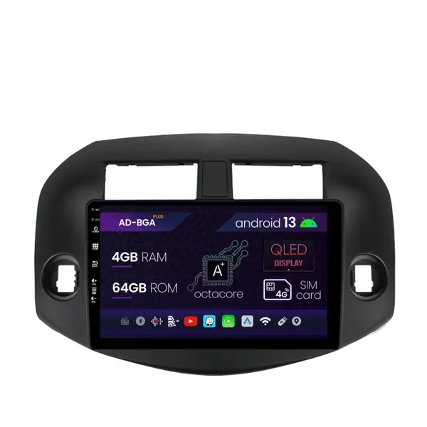 Navigatie Toyota RAV4 (2005-2013), Android 13, A-Octacore 4GB RAM + 64GB ROM, 10.1 Inch - AD-BGA10004+AD-BGRKIT069B