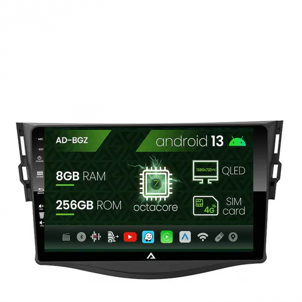Navigatie Toyota RAV4 (2006-2013), Android 13, Z-Octacore 8GB RAM + 256GB ROM, 9 Inch - AD-BGZ9008+AD-BGRKIT096