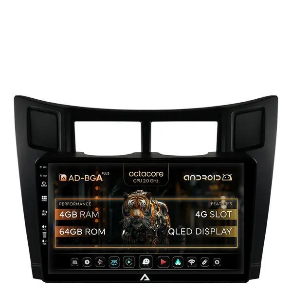 Navigatie Toyota Yaris (2005-2012), Android, A-Octacore 4GB RAM + 64GB ROM, 9 Inch - AD-BGA9004+AD-BGRKIT103