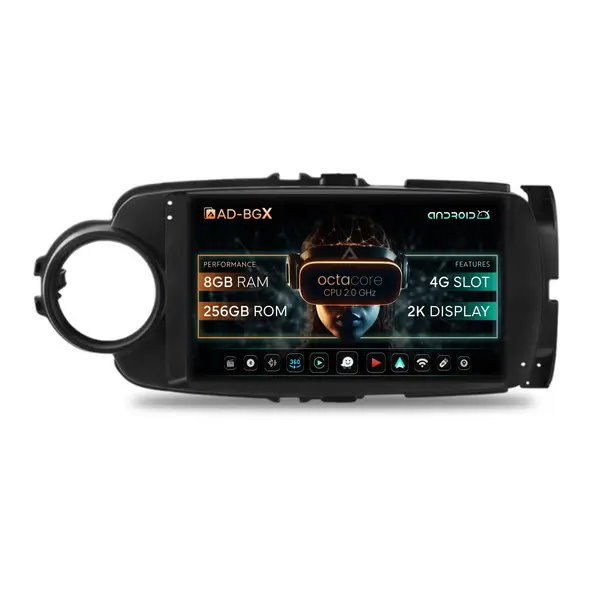Navigatie Toyota Yaris (2010-2018), Android, X-Octacore 8GB RAM + 256GB ROM, 9.5 Inch - AD-BGX9008+AD-BGRKIT104B