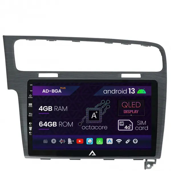 Navigatie Volkswagen Golf 7, Android 13, A-Octacore 4GB RAM + 64GB ROM, 10.1 Inch - AD-BGA10004+AD-BGRKIT023A