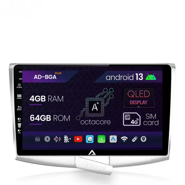 Navigatie Volkswagen Passat B6 B7 CC, Android 13, A-Octacore 4GB RAM + 64GB ROM, 10.1 Inch - AD-BGA10004+AD-BGRKIT025