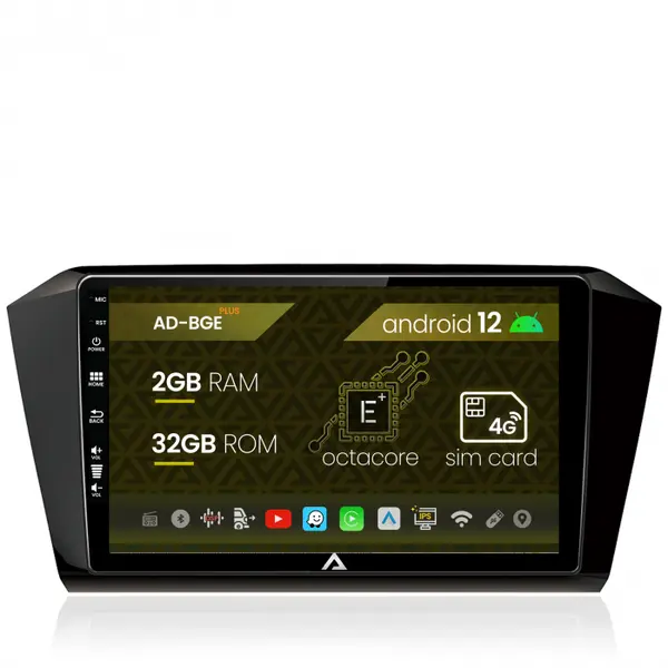 Navigatie Volkswagen Passat B8, Android 12, E-Octacore 2GB RAM + 32GB ROM, 10.1 Inch - AD-BGE10002+AD-BGRKIT037