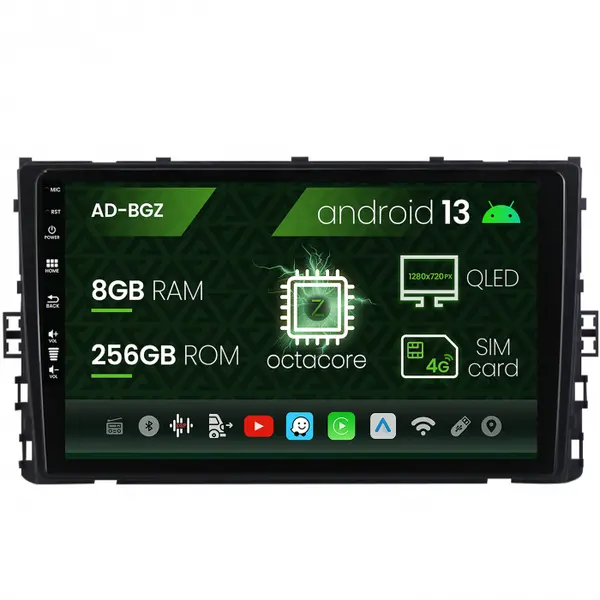 Navigatie Volkswagen Polo (2018+), Android 13, Z-Octacore 8GB RAM + 256GB ROM, 9 Inch - AD-BGZ9008+AD-BGRKIT041