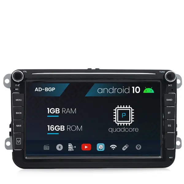 Navigatie Volkswagen, Skoda, Seat, Android 10, P-Quadcore 1GB RAM + 16GB ROM, 8 Inch - AD-BGPW8MTK