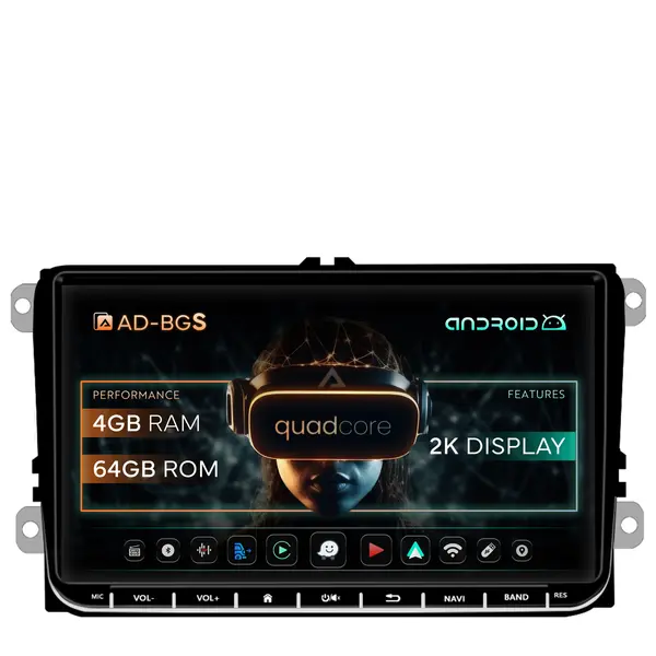 Navigatie Volkswagen, Skoda, Seat, Android 13, S-Quadcore 4GB RAM + 64GB ROM, 9 Inch - AD-BGSW94L