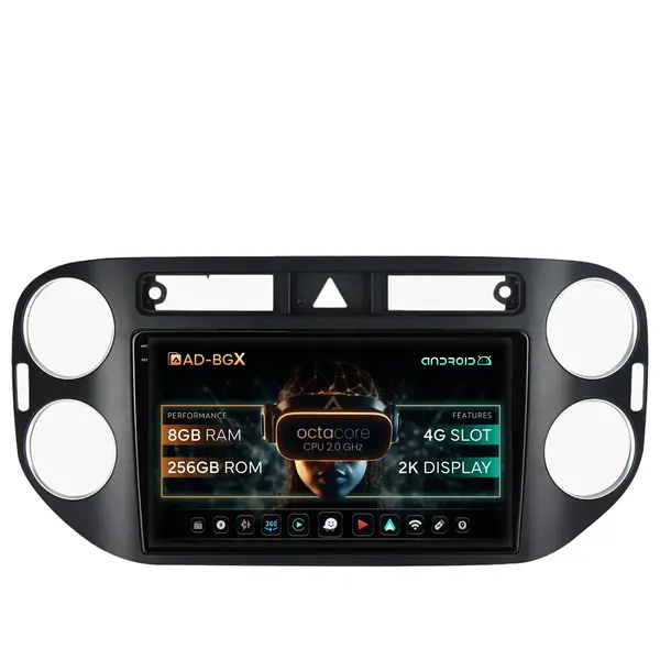 Navigatie Volkswagen Tiguan (2008-2010) VW Golf 5 Plus (2004-2012), Android, X-Octacore 8GB RAM + 256GB ROM, 9.5 Inch -