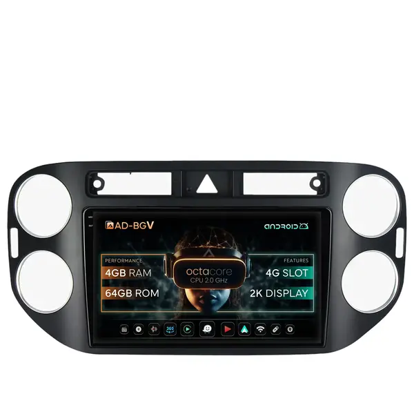 Navigatie Volkswagen Tiguan (2008-2010) VW Golf 5 Plus (2004-2012), Android, V-Octacore 4GB RAM + 64GB ROM, 9.5 Inch -
