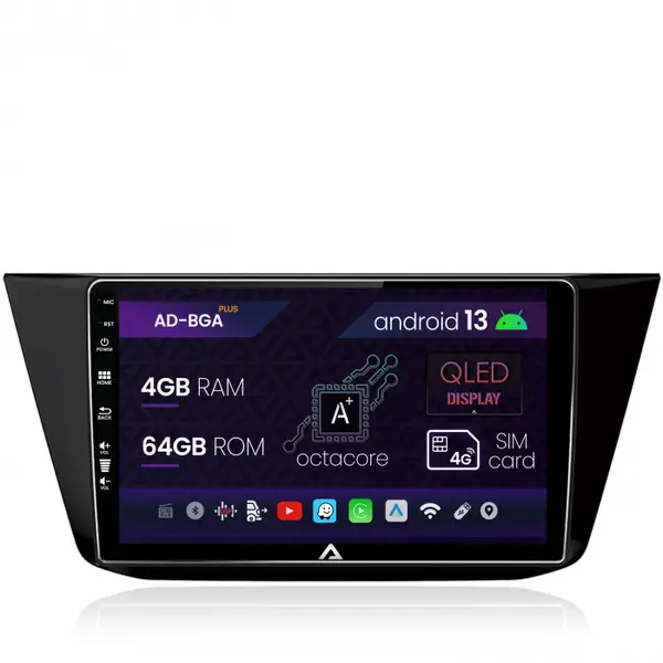 Navigatie Volkswagen Tiguan (2016+), Android 13, A-Octacore 4GB RAM + 64GB ROM, 10.1 Inch - AD-BGA10004+AD-BGRKIT036