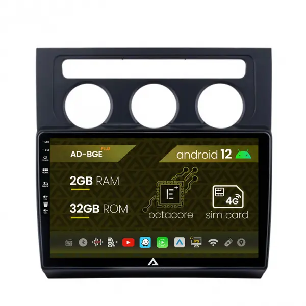 Navigatie Volkswagen Touran (2003-2010), Android 12, E-Octacore 2GB RAM + 32GB ROM, 10.1 Inch - AD-BGE10002+AD-BGRKIT053