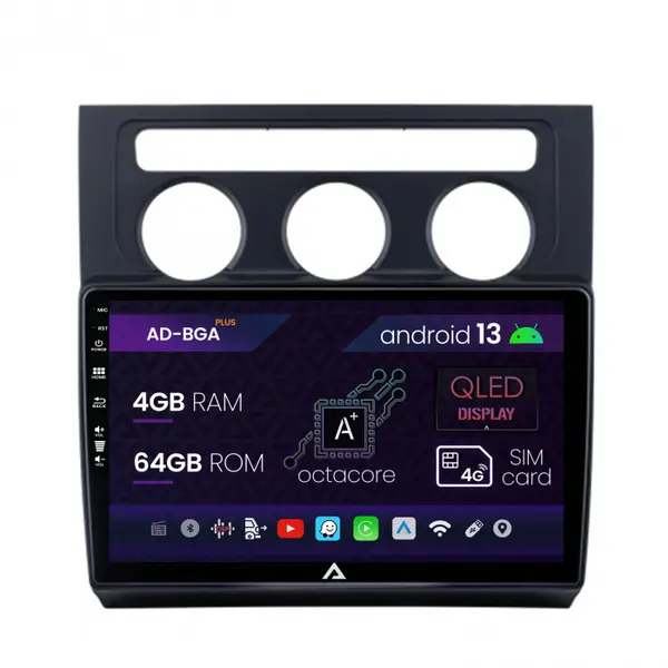 Navigatie Volkswagen Touran (2003-2010), Android 13, A-Octacore 4GB RAM + 64GB ROM, 10.1 INCH - AD-BGA10004+AD-BGRKIT053