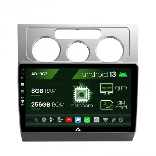 Navigatie Volkswagen Touran (2003-2010), Android 13, Z-Octacore 8GB RAM + 256GB ROM, 10.1 INCH - AD-BGZ10008+AD-BGRKIT054